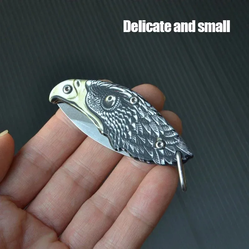 Stainless Steel Knife with Eagle Design - Compact Outdoor Utility Tool, Unique EDC Gift