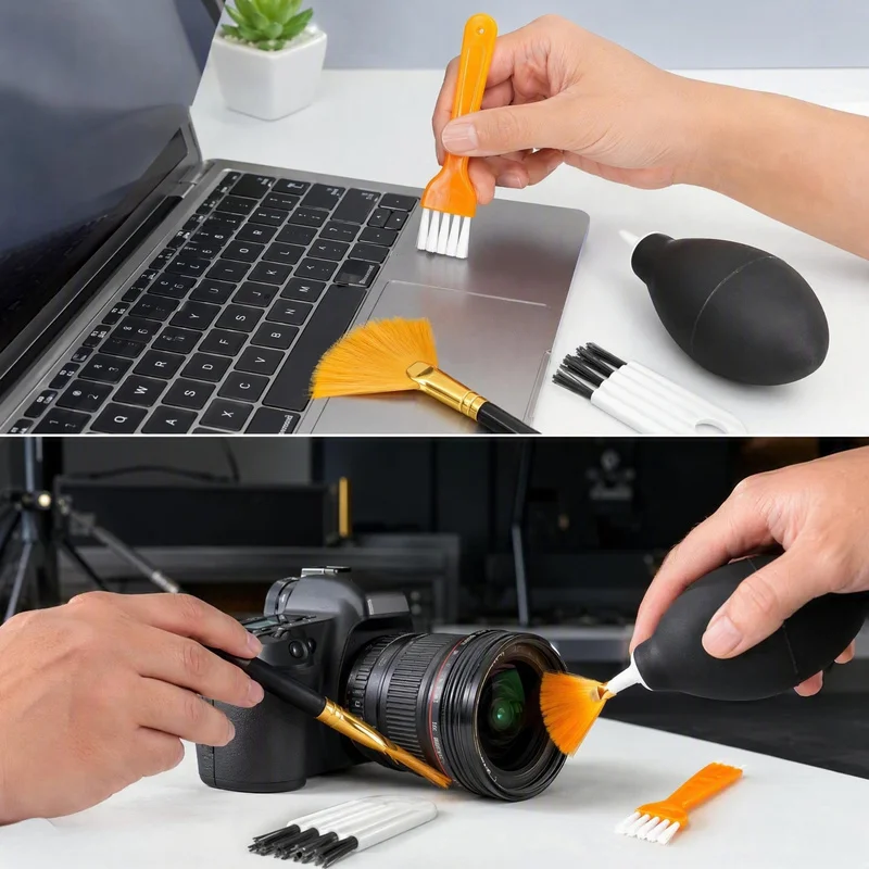 4Pcs Electronic Cleaning Kit, Air Blower & Soft Brushes, Dust Remover for Laptop, Desktop PC, Camera, Electric Shaver