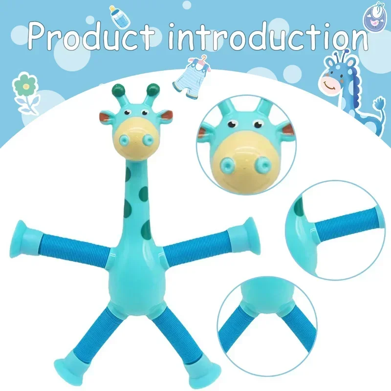 Giraffa Pop Tubes giocattoli sensoriali novità Spring Fidget Toy tubo elasticizzato giocattolo antistress per bambini regalo di compleanno per