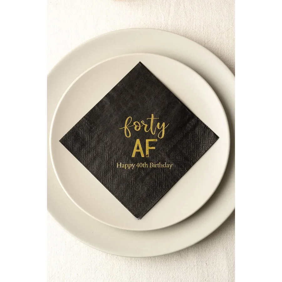 40th Birthday pkins Black Gold Forty 40th Birthday Cocktail pkins Beverage pkins 40th Birthday Party Candy Table Decoration 50