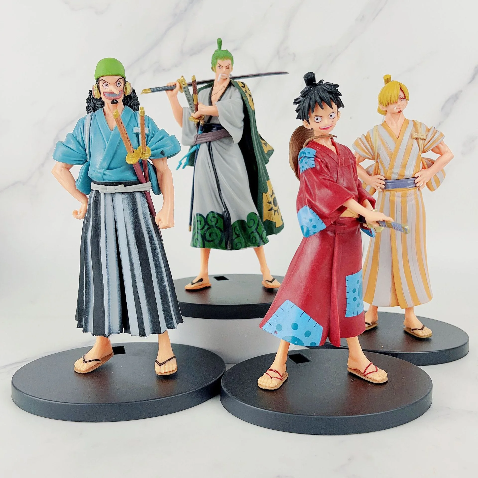 Figura de Anime de One Piece de 18 cm, Luffy, Sanji, Zoro, Usopp, Figura de Guerrero con Kimono, Modelo de PVC, Figura de Acción Coleccionable, Juguete, Regalo para Niños