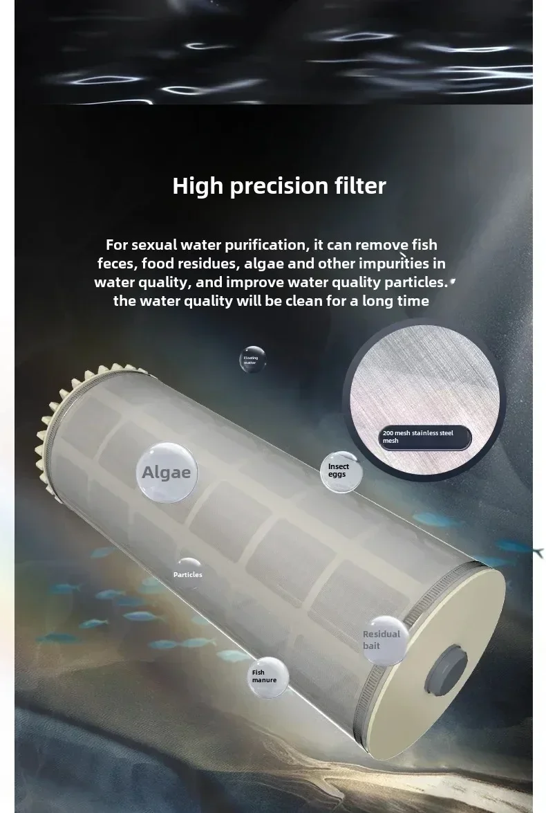 Stainless Steel Fish Pond Filter Rotary Drum Microfilter Water Circulation System Filtration Backwashing Fish Stool Separation