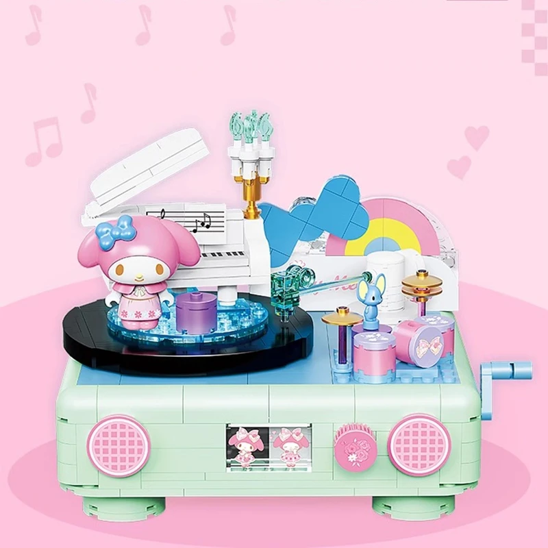 MINISO Sanrio building block simulation Kuromi camera mymelody record player model assembled children's toy birthday gift