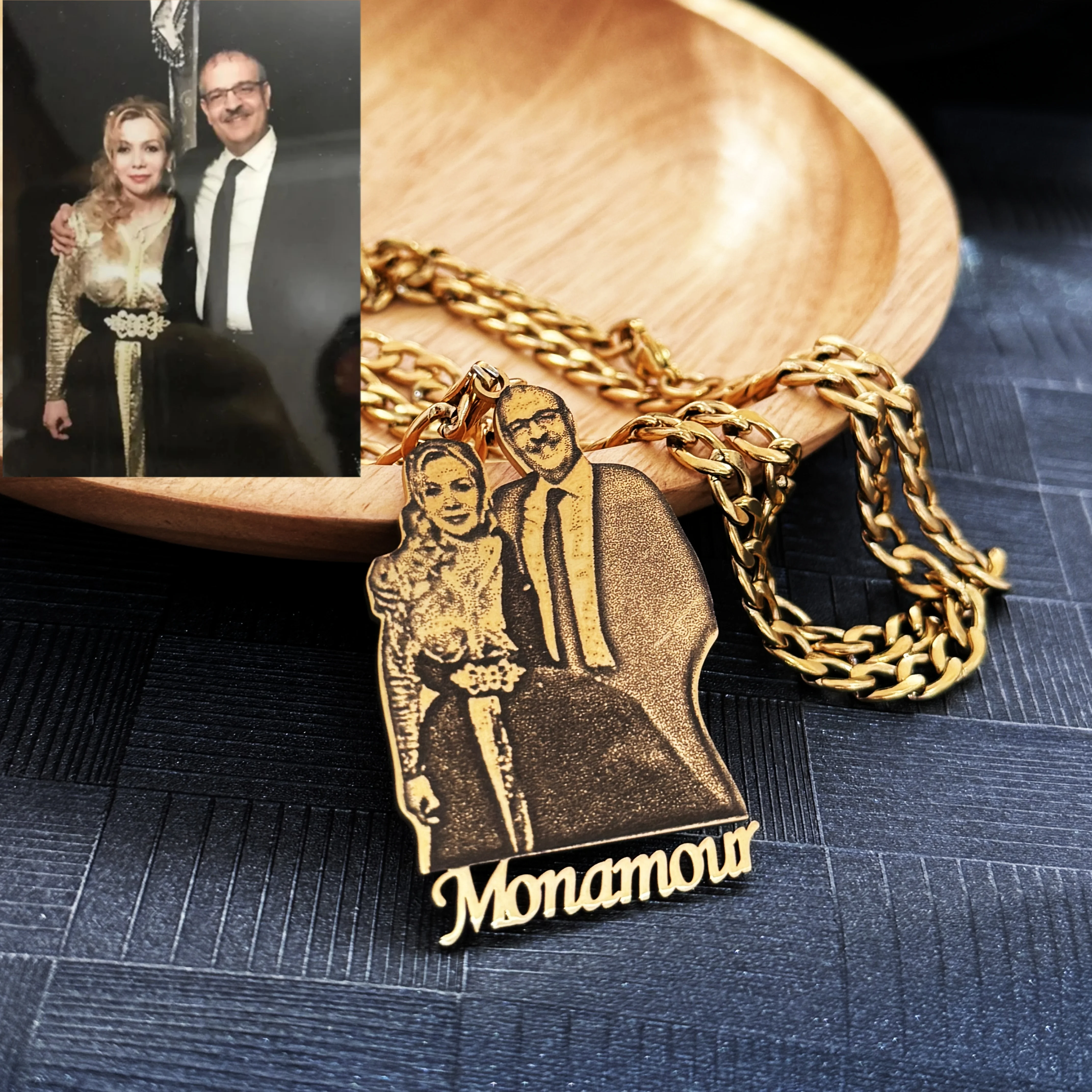 

Персонализированное кубинское ожерелье из нержавеющей стали с лазерной гравировкой для мужчин и женщин, настраиваемые фотографии и выгравированное имя, подарки для пары