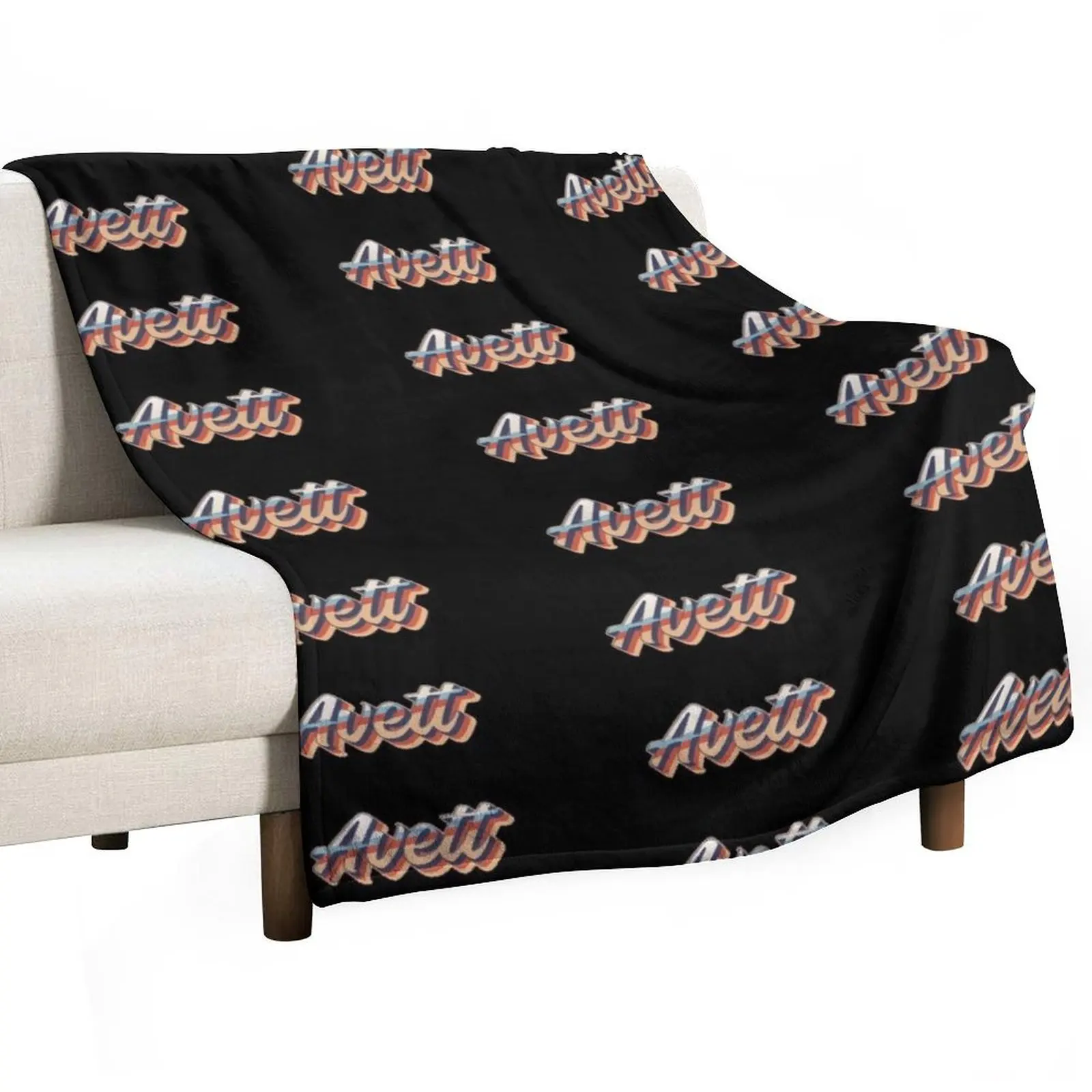

Avett name - cool 70s retro font surf style design (Black) Throw Blanket Soft Warm Blanket Gift for Men Women Adults