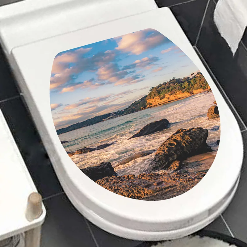 1pcs 3D Toilet Seat Wall Sticker Art Wallpaper Bathroom Decals Self-adhesive Removable Toilet Lid Sticker Home Decor Accessories