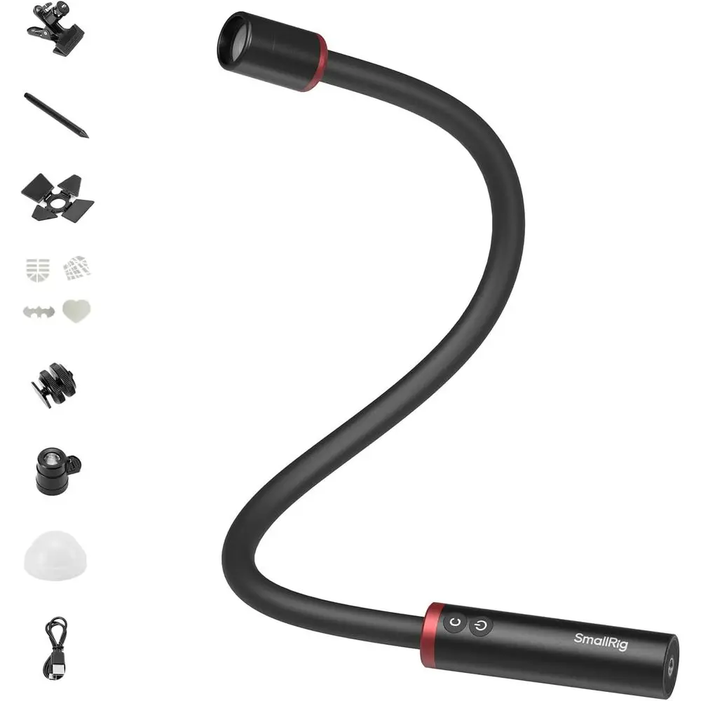 

RM 03 ro Photography LED Light, Adjustable Beam Angle, 5 ColCRI95 TLCI92, Bendy Light or Camera with Cold Shoe Adapter, Clamp, D
