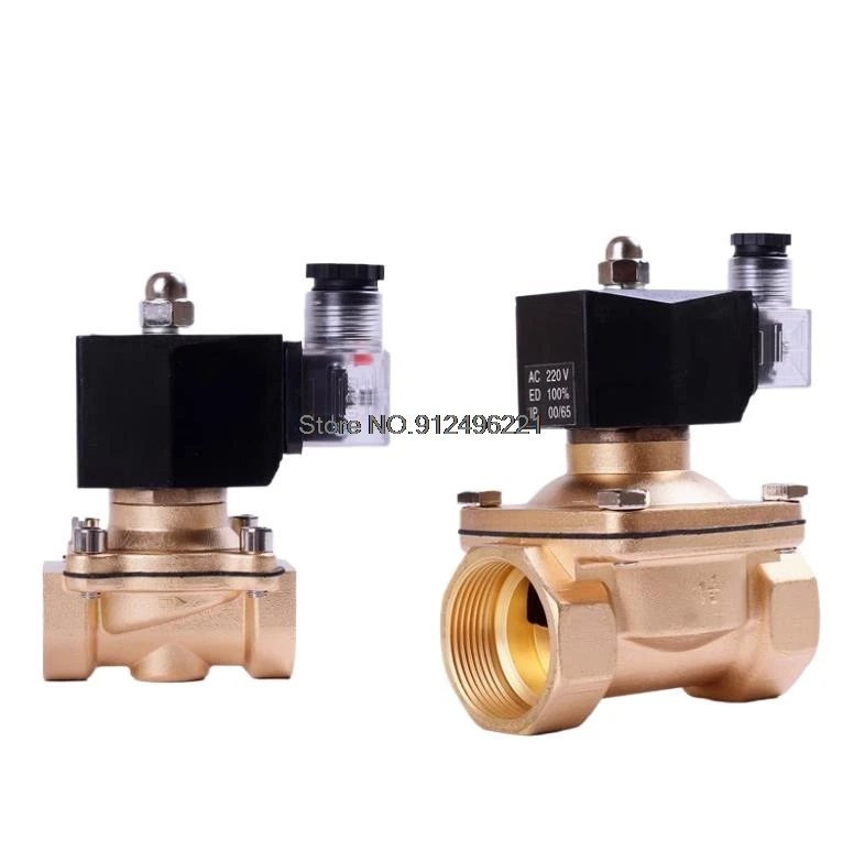 

Нормально закрытый электромагнитный клапан для воды, масла, воздуха, AC220V DC12V DC24V AC24V, латунный электрический электромагнитный клапан G3/8 "toG2", NBR или VITON.