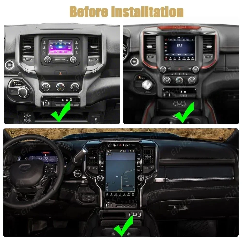 

13.6‘’ Car Android IPS Screen For Dodge RAM 1500 2019-2023 Radio Multimedia Stereo Video Player GPS Navigation Head Unit Carplay