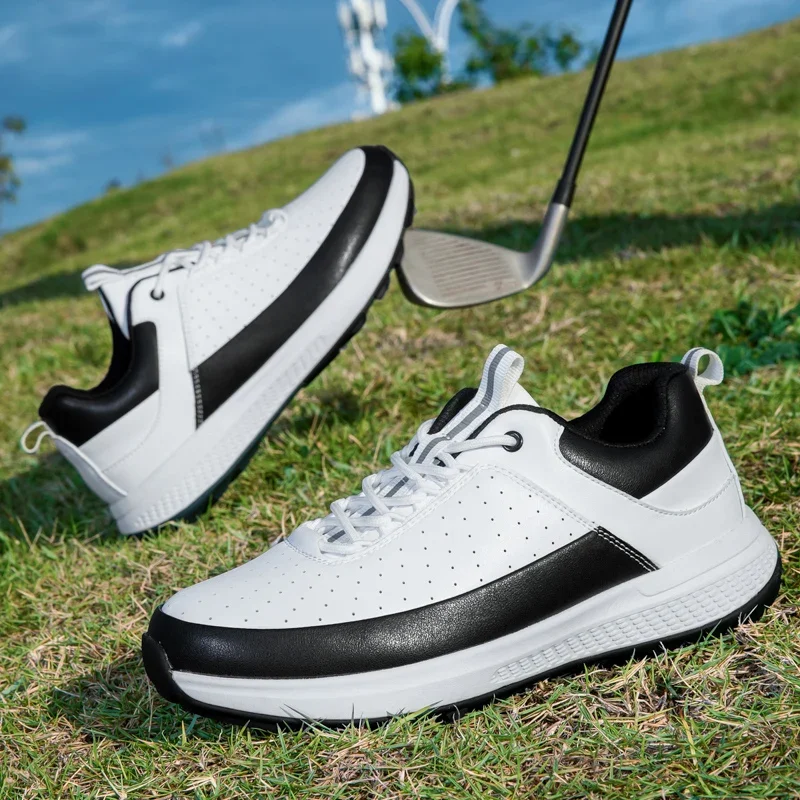 

Мужская спортивная обувь для гольфа, водонепроницаемая нескользящая молодежная офисная повседневная кожаная обувь с фиксированными гвоздями, удобная мужская спортивная обувь на открытом воздухе