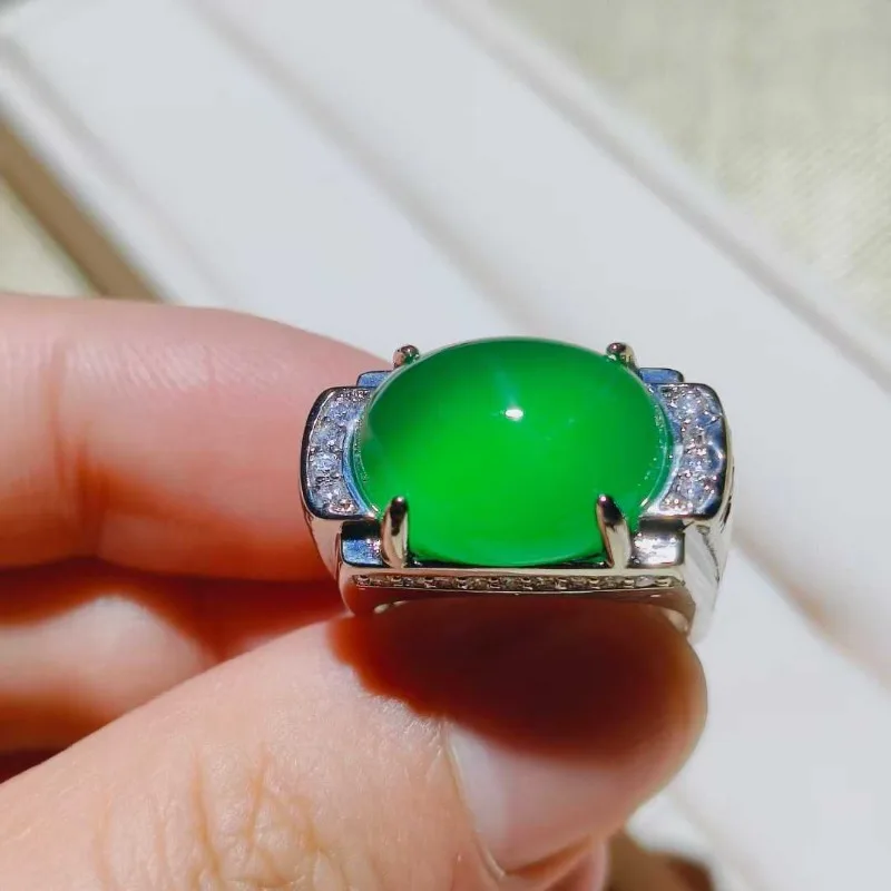

Natural High Ice Agate Inlaid with The Same Ring for Men and Women
