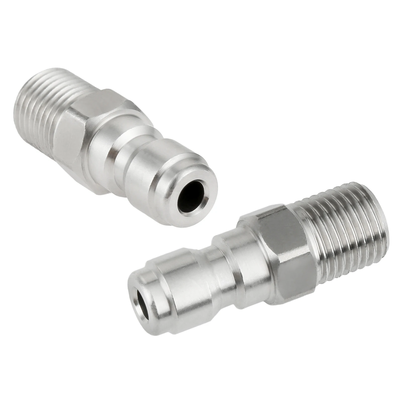 

2pcs 1/4Inch Quick Connect Fittings to 1/4" Male NPT One-touch Coupler Stainless Steel High Pressure Washer Gun Adapter Nozzles