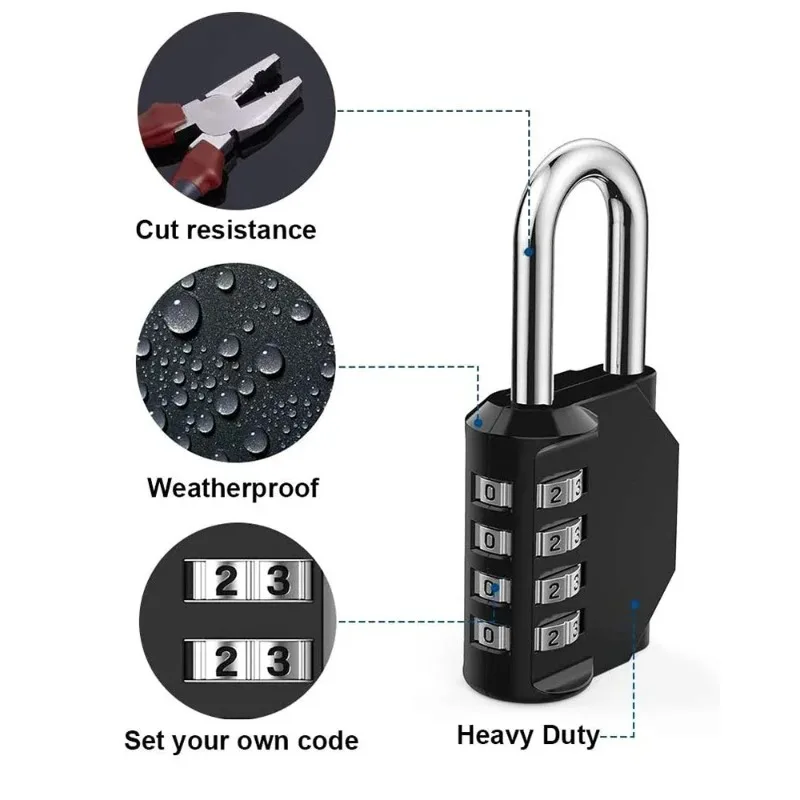 2PCS 4-Digit Combination Padlock Set - Weatherproof Lock for Gym, School Locker & Toolbox