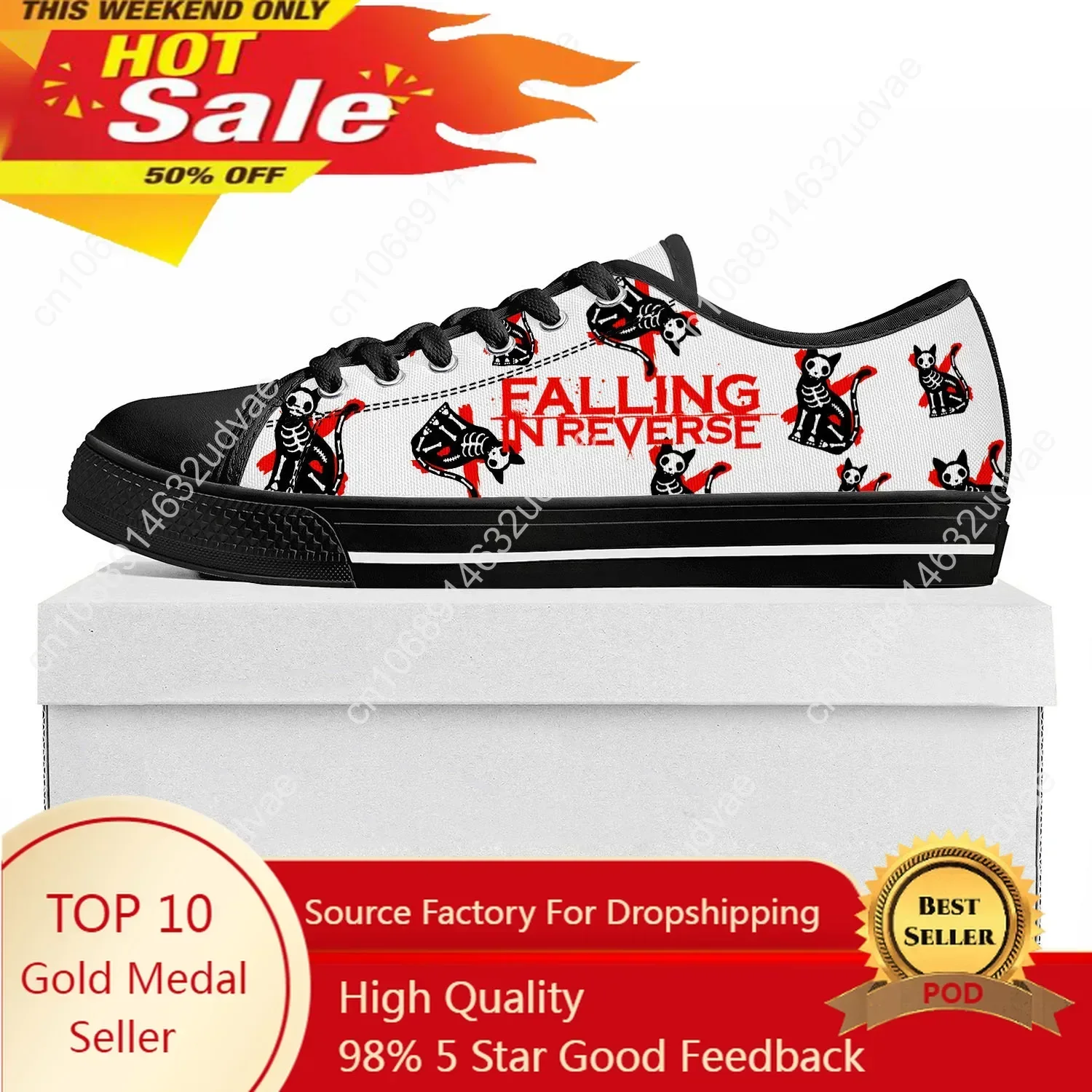 Falling In Reverse Low Top Punk Rock Band High Quality Sneakers Mens Womens Custom Shoe Couple Canvas Sneaker Shoes