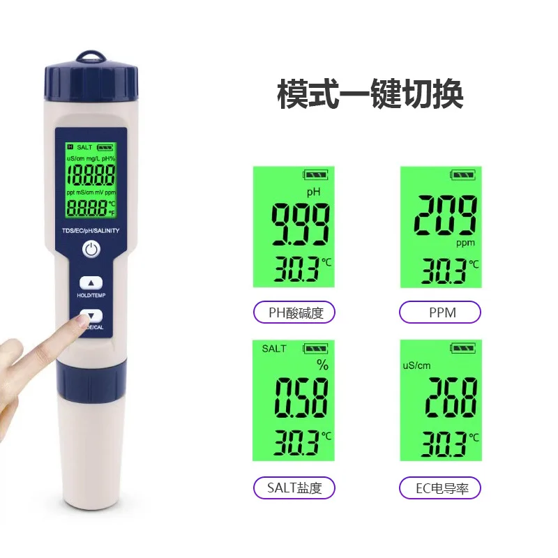 5 in 1 TDS Meter Digital PH Tester 0.01 High Accuracy PH Meter for Water PH/TDS/Conductivity/Salinity/Temp Tester PPM Meter