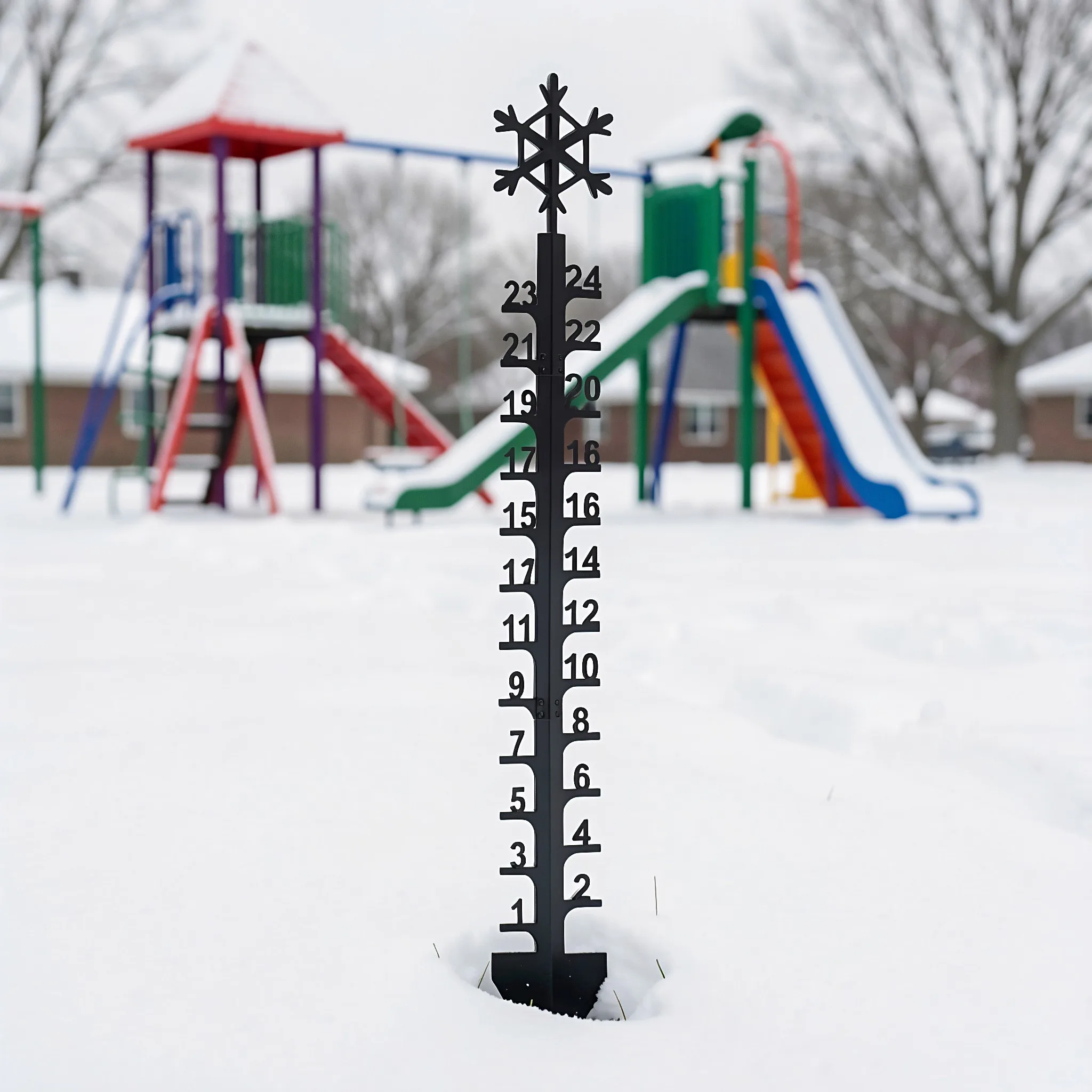 24 Inch Garden Snow Measurer Metal Snow Gauge Outdoor Yard Winter Decor Christmas Gift Snowfall Measuring Ruler Black Metal Snow