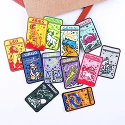 12pcs/lot Constellations Embroidery Patch Iron on Patches For Clothing Thermoadhesive Patches For Jackets Ironable Fusible Patch