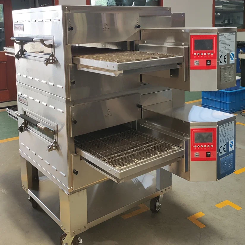 Commercial restaurant use stackable impingement stainless steel conveyor belt pizza oven chain pizza baking machine