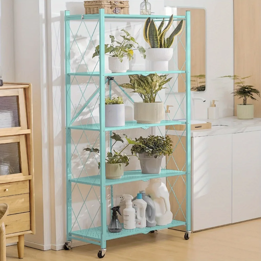 5-Tier Storage Shelving Unit w/Hooks and Wheels, 27.95