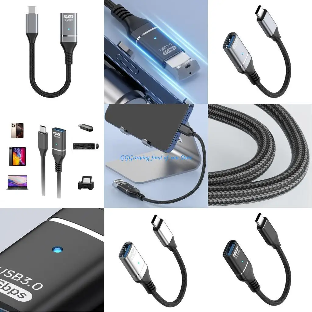 كابل H9EB USB C OTG نقل بسرعة 10 جيجابت في الثانية لأجهزة التحكم في الألعاب سلك من النايلون المضفر من النوع C #1