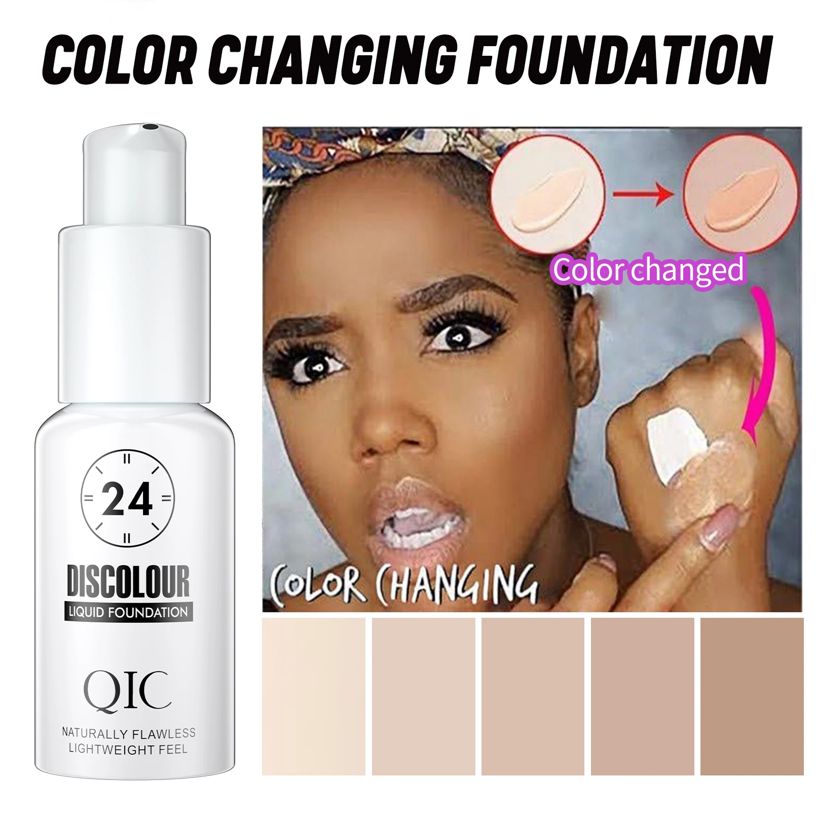 30ml Color Changing Foundation Cream Professional Concealing Face Dark Circle Liquid Long-lasting Eye Corrector Primer Makeup