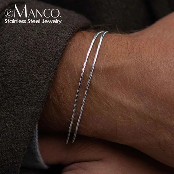 eManco Bracciale a catena quadrata da 1,5 mm Bracciale in acciaio al titanio da uomo semplice Semplice nuovi gioielli Marketing diretto all'ingrosso