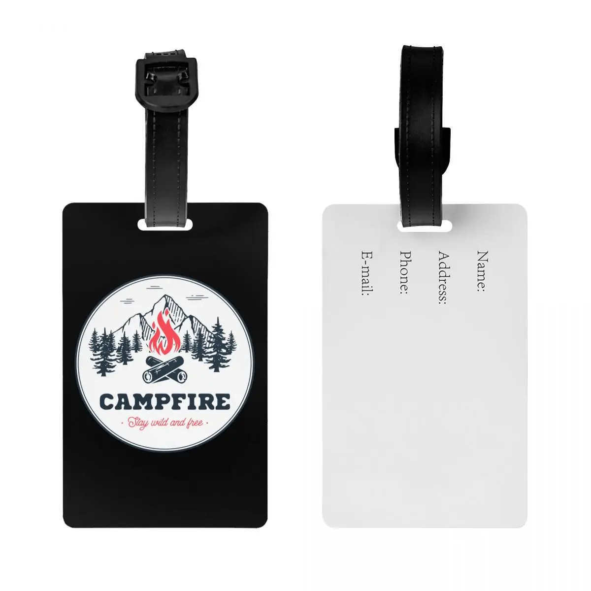 Custom Camping Mountain Adventure Campers Luggage Tag for Suitcases Cute Baggage Tags Privacy Cover ID Label