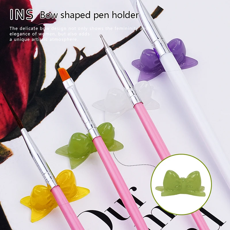 2 Stuks Mini Boog Nail Penhouder Candy Non Slip Desktop Penhouder Uv Gel Borstel Display Rack Nail Painting Tool Accessoires