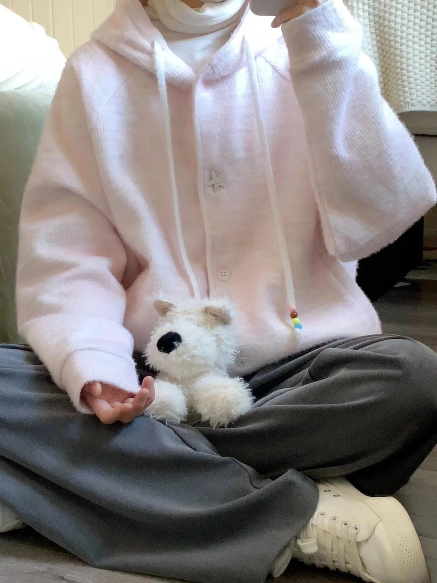 Inizio autunno coreano Sle rosa felpa con cappuccio Jaet donna nuova 2025 primavera autunno pigro maglione lavorato a maglia cardigan Top