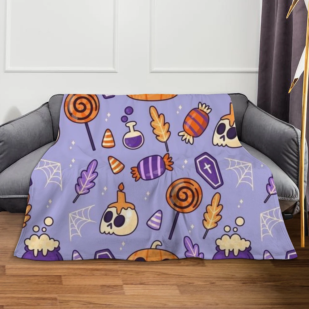 

2024 New Halloween themed ghost pumpkin pattern printed blanket, fun sofa air-conditioned room cover blanket