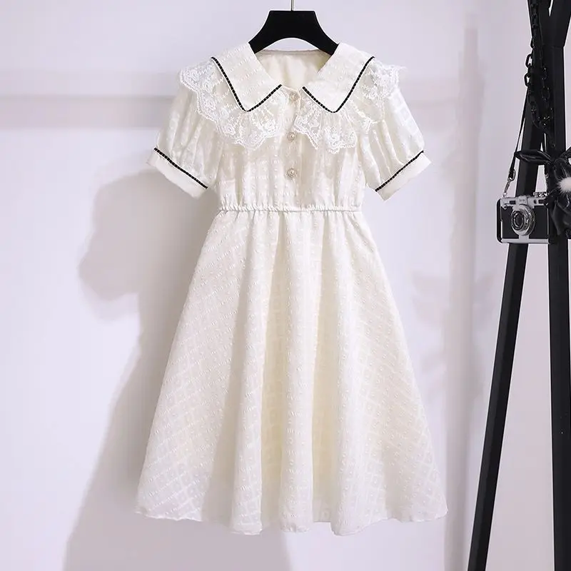 Academy Style Girls Princess Dress Summer Lace Collar Fashion Girls Dress Party Performance Costumes 3-10 Years New Kids Clothes