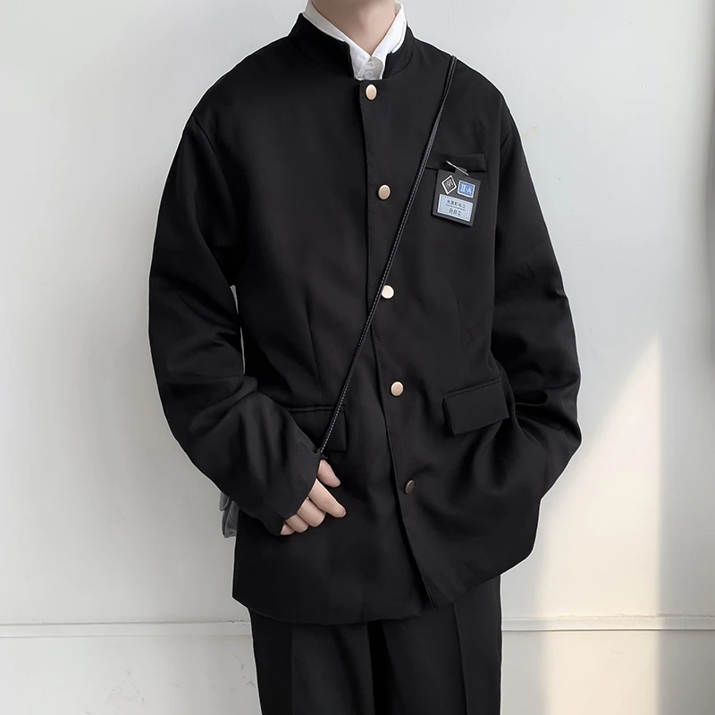 Japanese College Uniform Jacket Stand-up Collar Suit Jacket Top Men's Spring Summer College Wind Trend Men Coat School Uniform