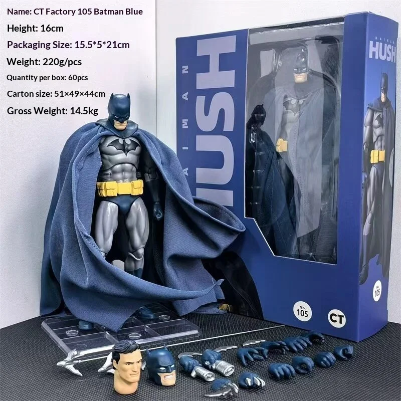 Nueva Figura de Acción Articulada de Batman y Superman Hush Mafex 105 DC Justice League, Versión Cómica, Azul, 16 cm, Modelo Coleccionable