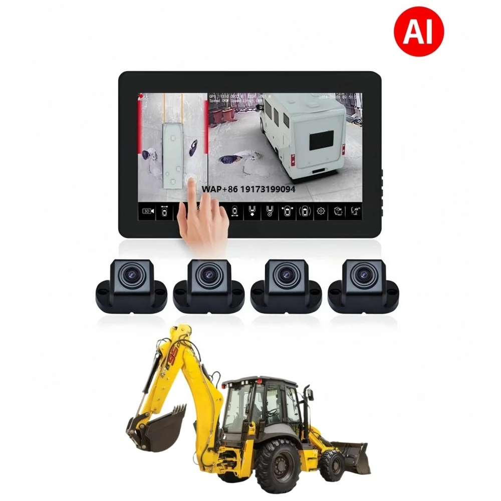 

360 Degree Bird's-Eye View System Reverse for Backhoe Excavator Grader Wheel Loader Crane Truck Bus Support Tracking