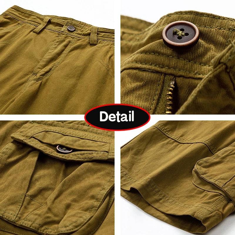 New Men Summer Outdoor Leisure Buttons Cargo Style Shorts Men Solid Straight Cotton Comfortable Fashion Design Short Pants Male