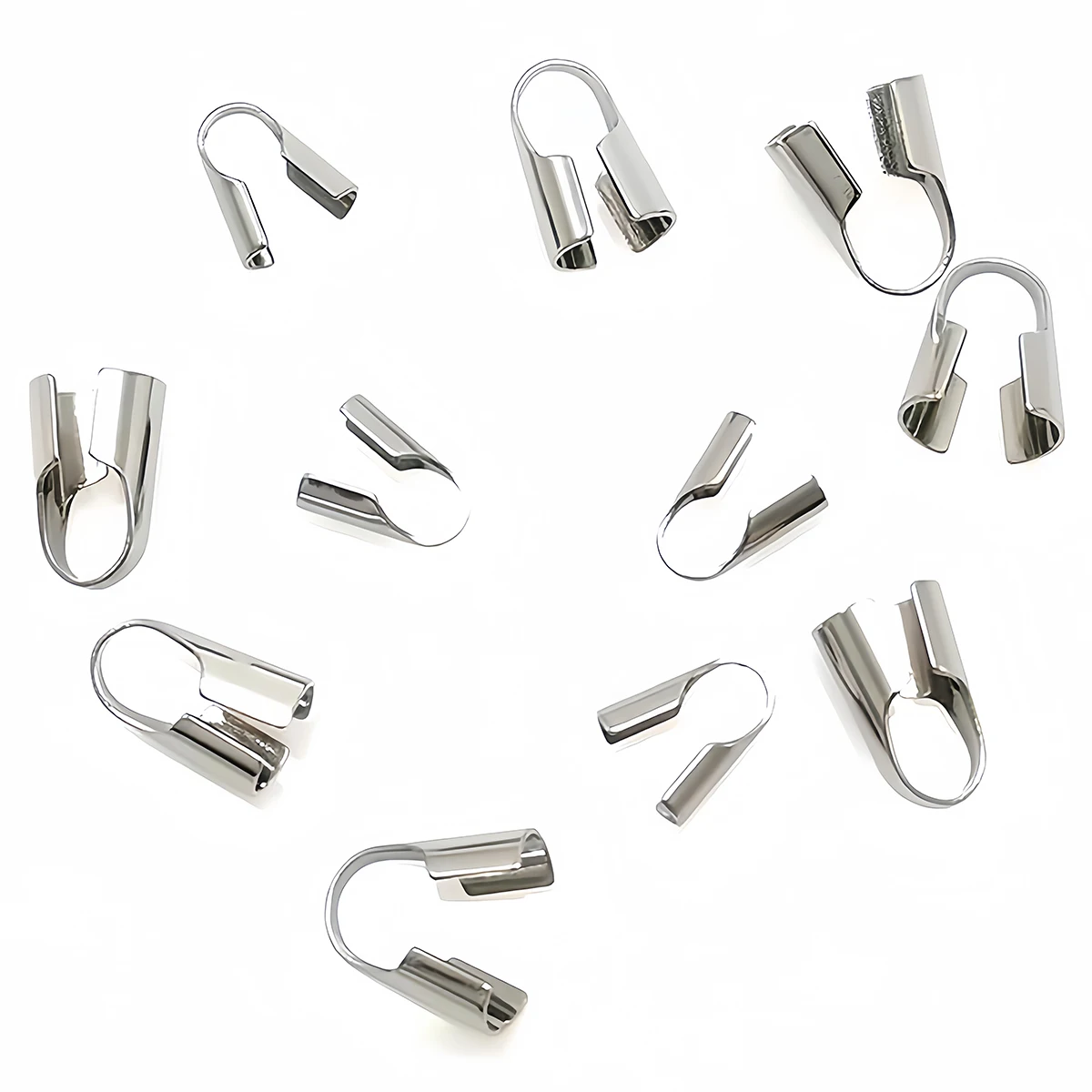 20-50 Stück Edelstahl-Kordel-Endkappen, Leder-Clip-Spitzen, Falt-Endkappen für DIY-Halsketten, Armbänder und Schmuckherstellung – Detail 6