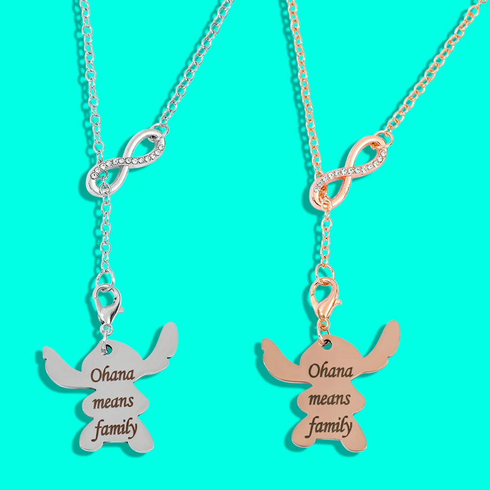 ديزني الكرتون غرزة رسائل أوهها يعني الأسرة قلادة قلادة بسيطة وعصرية المرأة اكسسوارات الهدايا