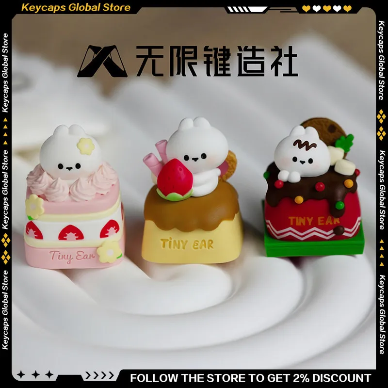 

Персонализированные кейкапы Momozono ESC DIY для механической клавиатуры с дизайном маленького ушастого кролика и клубничного мусса, игровые подарки для ПК