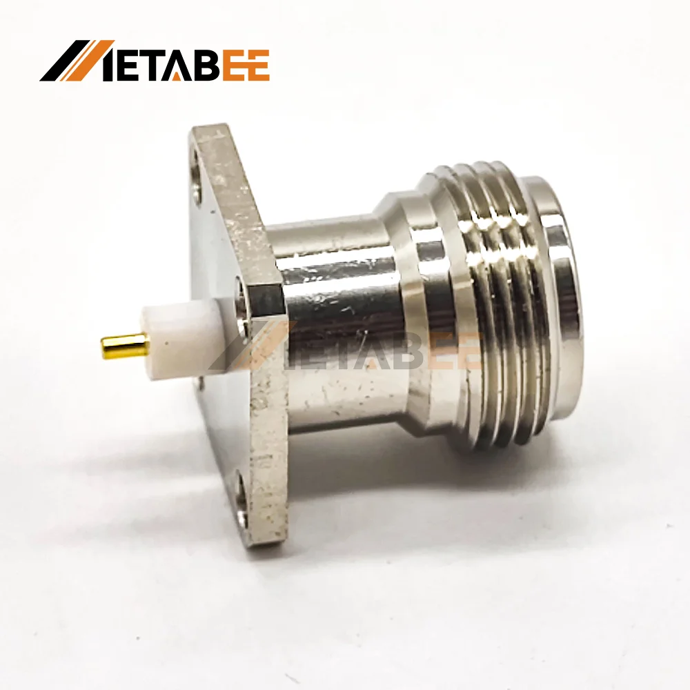 N Female Connector 50Ohm 4 Hole Flange Mount Solder Type Coaxial Jack Brass Nickel Plated  Adapter For Microwave Equipment