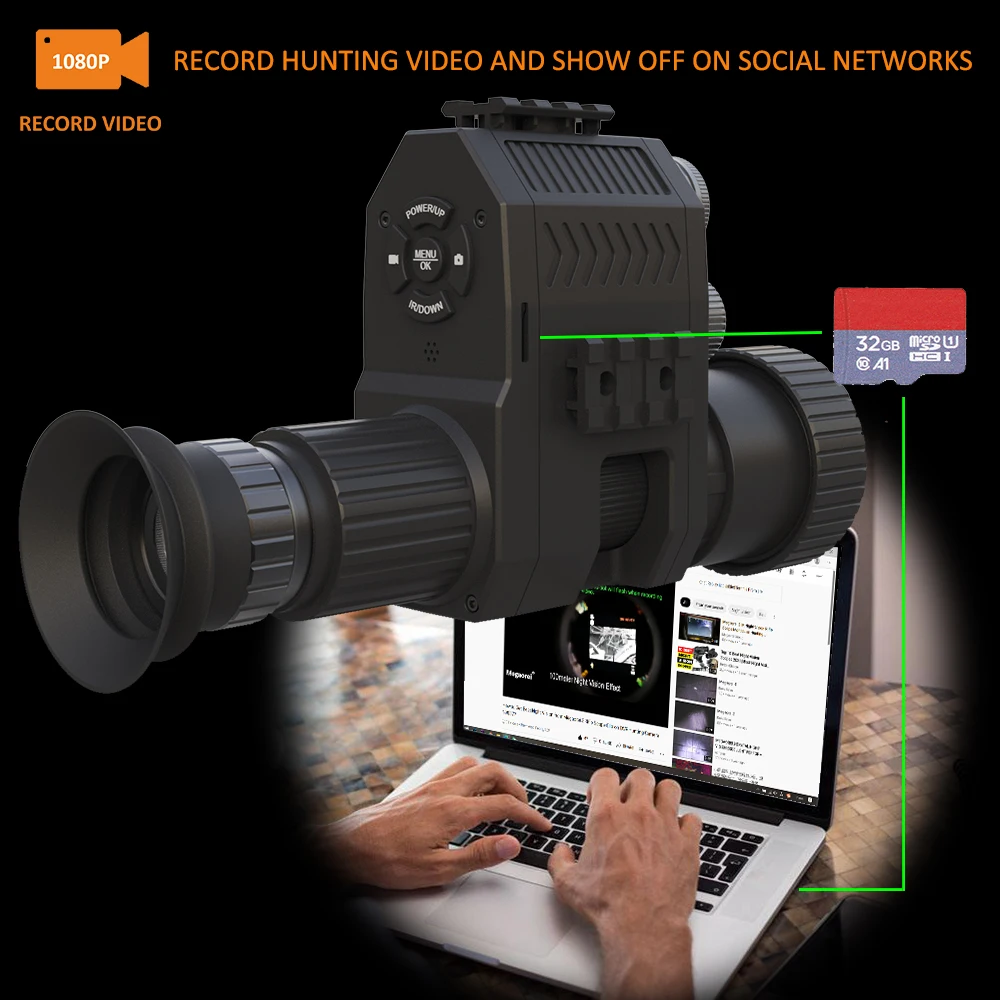 Imagem -02 - Megaorei Night Vision hd Hunting Câmera Escopo Traseiro Portátil Adicionar no Acessório Built-in 850nm Tocha ir e Tela 3b Nk007s