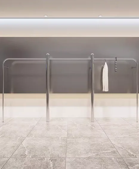 Stainless steel wall hangers Clothing store display rack, women's clothing display rack;