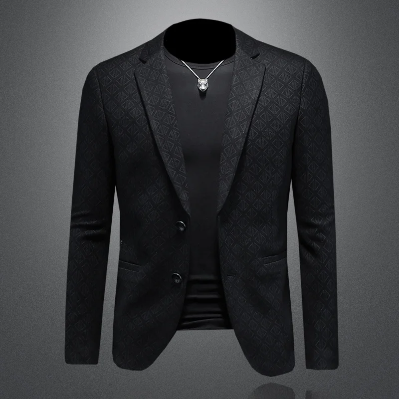 

Faionable Versatile Men's Slim Fit Suit Jaet Casual Sle Four Seasons Single West Trendy Korean Version Stand Tailoring