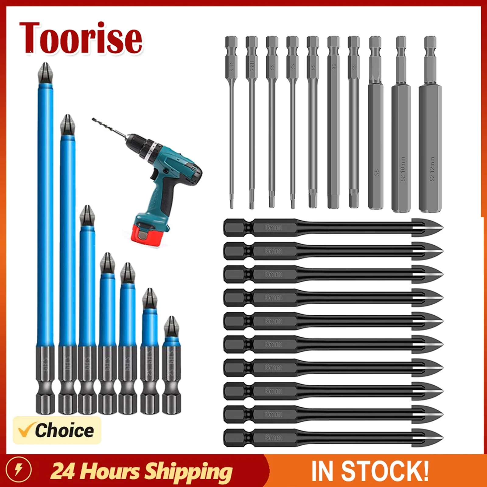 Hex Shank Drill Screw Driver Bits Power Tools Metric SAE Hex Bit Set Magnetic Tip Hex Key Screwdriver Set 25mm to 150mm Length