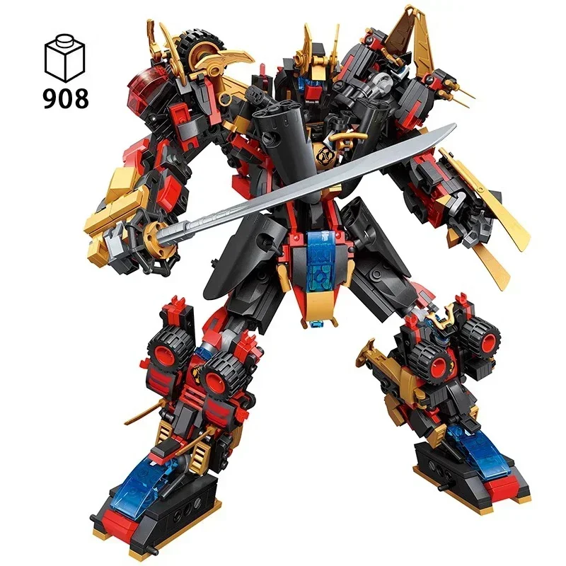 908PC 6-in-1 Transformable Robot Building Kit, Armor Warrior MOC Model STEM Toys Gift for Boys Kids