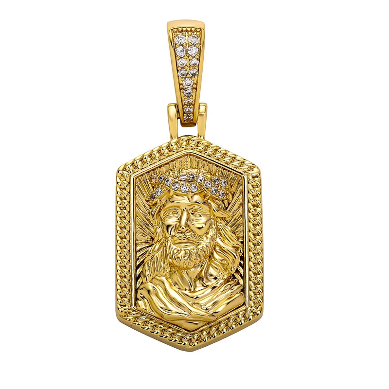 

Hip Hop 5A+ CZ Stone Bling Ice Out JESUS PIECE Pendants Necklace for Men Rapper Jewelry Gold Silver Color