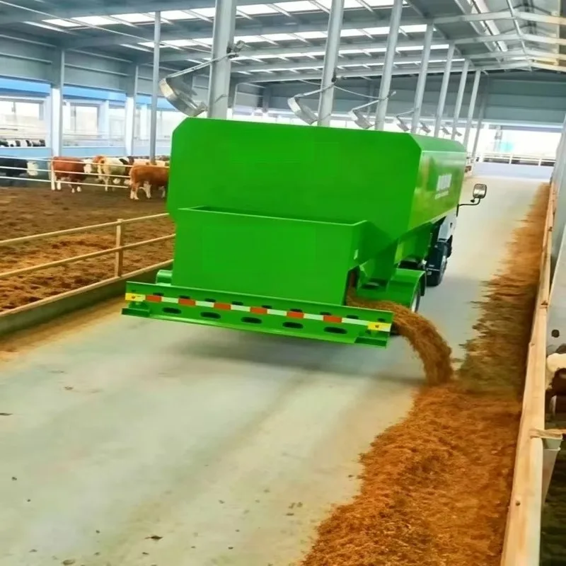 Vertical Trailed TMR Feed Mixer Wagon Single Wheel Dairy Farm Total Mixed Ration Mixing Equipment Customized