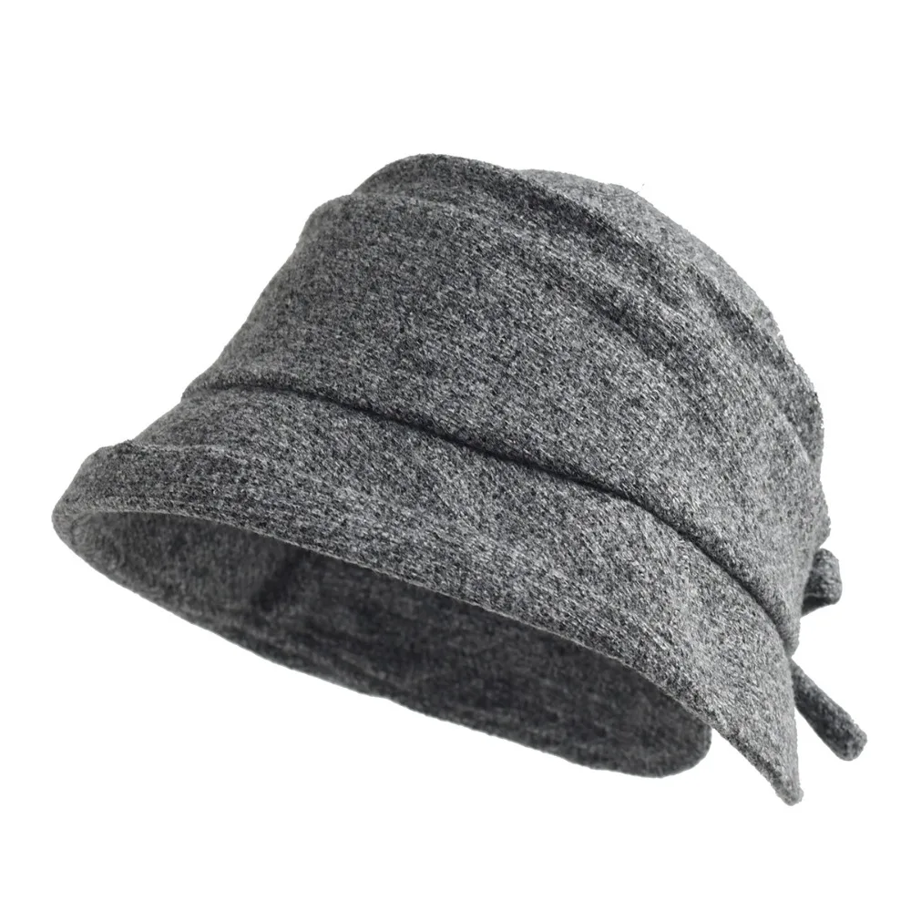 

Premium Thickened Fisherman Hat Windproof Warm Women Hat Sun Protection Large Bowknot Woolen Bucket Hat Winter