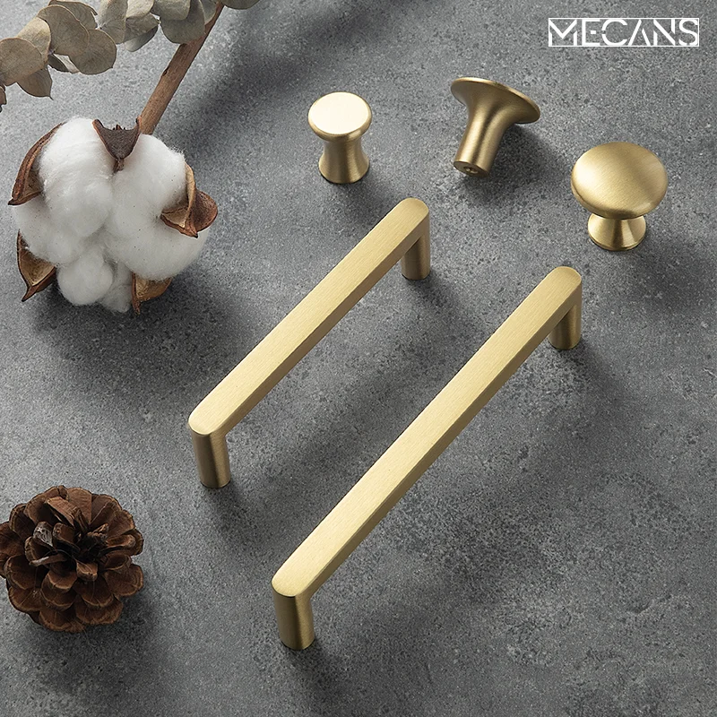 Goo-Ki Modern Gold Knob Pure Copper Kitchen Cabinet Handles Cupboard Door Pulls Drawer Knobs Brass for Furniture Handle Hardware