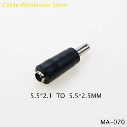 1Pcs5.5x2.1MM Jack To 5.5x2.5MM Male DC Power Plug Converter Barrel Adapter Laptop 5.5*2.1 Female To Male 5.5*2.5 Plug Connector