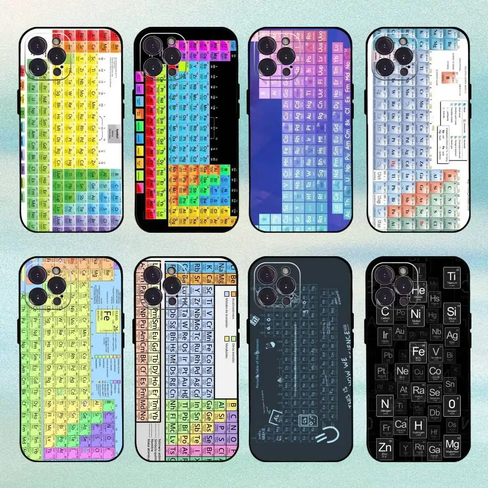

P-Periodic T-Table Of Elements Phone Case For iPhone 16 15 14 13 12 11 Pro Max Plus,5G Soft Black Case